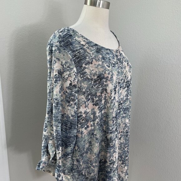 Rose + Olive Womens Plus 3X Lightweight Knit Shirt Tunic Top 3/4 Ruffle Sleeves - Picture 2 of 8